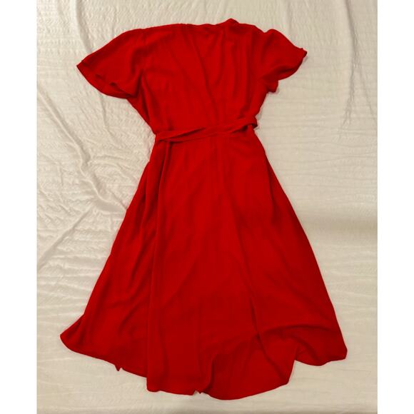 Lulus Wrap Dress Women’s Large Red Bow Rise Occasion Cherry Romantic - Picture 16 of 16